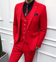 Load image into Gallery viewer, Orange 3PC Suit Men Brand New Slim Fit Business Formal Wear Tuxedo High Quality Wedding Dress Mens Suits Casual Costum Made