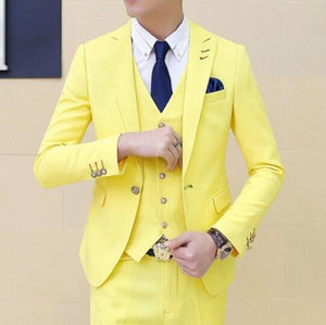 Orange 3PC Suit Men Brand New Slim Fit Business Formal Wear Tuxedo High Quality Wedding Dress Mens Suits Casual Costum Made