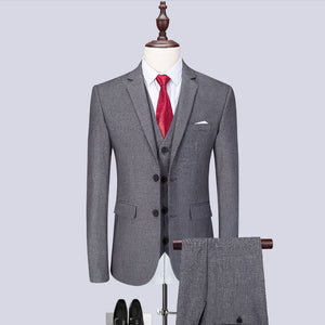 (Blazer+Pants+Vest) Classic Men Suits Slim Fit Gray Wedding Groom Men Suit Tuxedo Gentlemen Costume Mariage Homme M-6XL