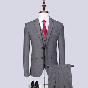 (Blazer+Pants+Vest) Classic Men Suits Slim Fit Gray Wedding Groom Men Suit Tuxedo Gentlemen Costume Mariage Homme M-6XL