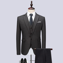 Load image into Gallery viewer, (Blazer+Pants+Vest) Classic Men Suits Slim Fit Gray Wedding Groom Men Suit Tuxedo Gentlemen Costume Mariage Homme M-6XL