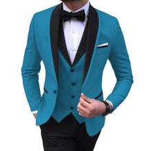 Load image into Gallery viewer, Men&#39;s Suits 3 piece Leisure Black Color Shawl Lapel Groom Tuxedo Men Suits for Wedding (Jacket+Vest+Pants)