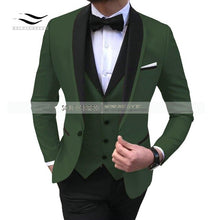 Load image into Gallery viewer, Men&#39;s Suits 3 piece Leisure Black Color Shawl Lapel Groom Tuxedo Men Suits for Wedding (Jacket+Vest+Pants)