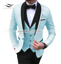 Load image into Gallery viewer, Men&#39;s Suits 3 piece Leisure Black Color Shawl Lapel Groom Tuxedo Men Suits for Wedding (Jacket+Vest+Pants)