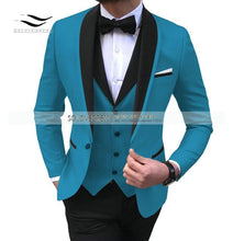 Load image into Gallery viewer, Men&#39;s Suits 3 piece Leisure Black Color Shawl Lapel Groom Tuxedo Men Suits for Wedding (Jacket+Vest+Pants)