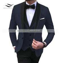 Load image into Gallery viewer, Men&#39;s Suits 3 piece Leisure Black Color Shawl Lapel Groom Tuxedo Men Suits for Wedding (Jacket+Vest+Pants)