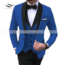 Load image into Gallery viewer, Men&#39;s Suits 3 piece Leisure Black Color Shawl Lapel Groom Tuxedo Men Suits for Wedding (Jacket+Vest+Pants)