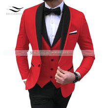 Load image into Gallery viewer, Men&#39;s Suits 3 piece Leisure Black Color Shawl Lapel Groom Tuxedo Men Suits for Wedding (Jacket+Vest+Pants)