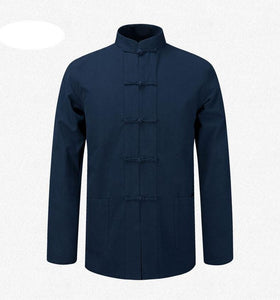 New Male Cotton Shirt Traditional Chinese Men Coat Clothing Kung Fu Tai Chi Uniform Autumn Spring Long Sleeve Jacket for Man