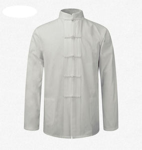 New Male Cotton Shirt Traditional Chinese Men Coat Clothing Kung Fu Tai Chi Uniform Autumn Spring Long Sleeve Jacket for Man