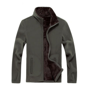Mens Softshell Fleece Casual Jackets Men Warm Thermal Coats Solid Thickened Brand Clothing Winter fashion plus velvet jacket