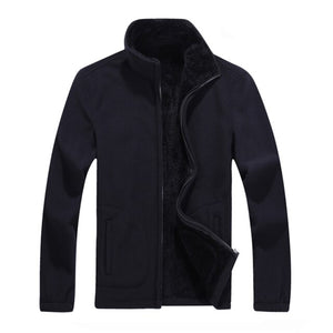 Mens Softshell Fleece Casual Jackets Men Warm Thermal Coats Solid Thickened Brand Clothing Winter fashion plus velvet jacket