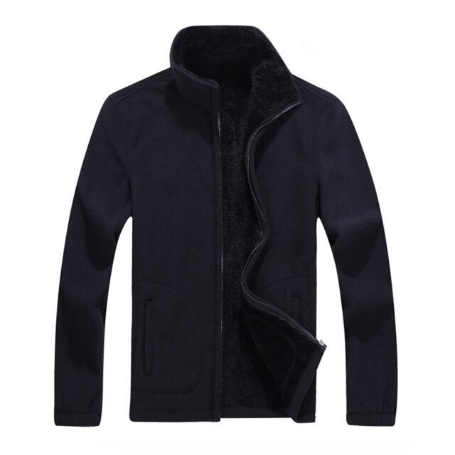 Mens Softshell Fleece Casual Jackets Men Warm Thermal Coats Solid Thickened Brand Clothing Winter fashion plus velvet jacket