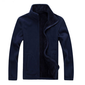 Mens Softshell Fleece Casual Jackets Men Warm Thermal Coats Solid Thickened Brand Clothing Winter fashion plus velvet jacket