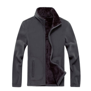 Mens Softshell Fleece Casual Jackets Men Warm Thermal Coats Solid Thickened Brand Clothing Winter fashion plus velvet jacket