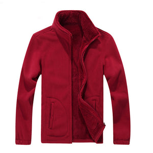 Mens Softshell Fleece Casual Jackets Men Warm Thermal Coats Solid Thickened Brand Clothing Winter fashion plus velvet jacket