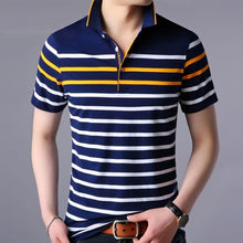 Load image into Gallery viewer, Polo shirt men Striped Contrast Color polos homme soft material classical design