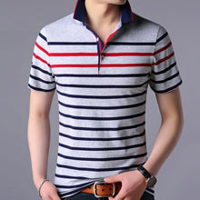 Load image into Gallery viewer, Polo shirt men Striped Contrast Color polos homme soft material classical design