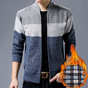 HCXY new men's autumn and winter plus velvet thick sweater coat stand collar cardigan men knit jackets male warm jacket coats