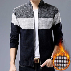 HCXY new men's autumn and winter plus velvet thick sweater coat stand collar cardigan men knit jackets male warm jacket coats
