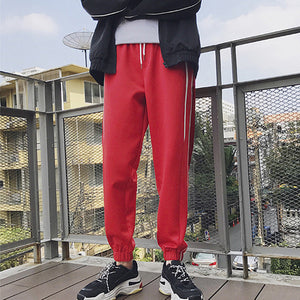 Loldeal Men Casual Pants Colored Spliced Side Stripe  Printing Stretchy Trousers Sweatpants Harem Casual Pants Loose Fit Unisex