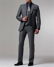 Load image into Gallery viewer, Houndstooth Custom Made Mens Checkered Suit Dresses Tailored black Weave Hounds Tooth Check wedding men suits jacket+pants+vest
