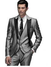 Load image into Gallery viewer, Houndstooth Custom Made Mens Checkered Suit Dresses Tailored black Weave Hounds Tooth Check wedding men suits jacket+pants+vest