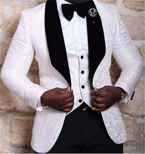 Load image into Gallery viewer, Houndstooth Custom Made Mens Checkered Suit Dresses Tailored black Weave Hounds Tooth Check wedding men suits jacket+pants+vest