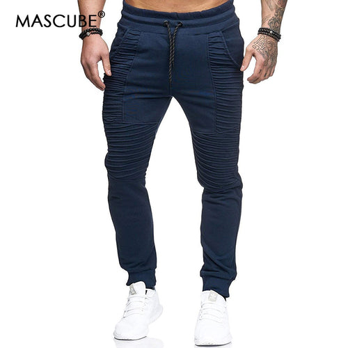 MASCUBE Men's Jogging Pants Striped Running Pants Men Sport Pencil Pants Men Hip Hop Cotton Bodybuilding Joggers Gym Trousers