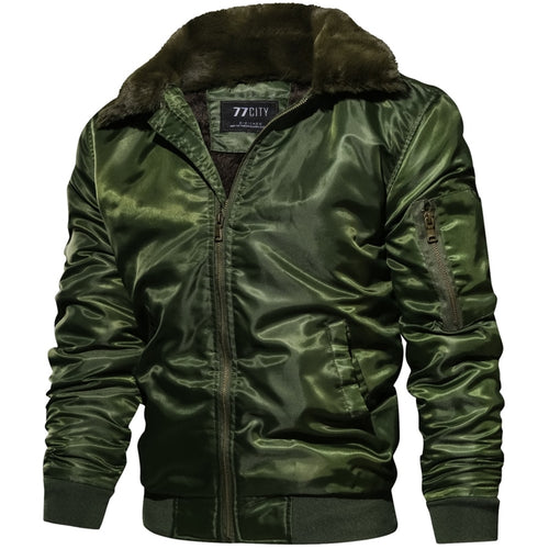 New Autumn Winter Jacket Men MA1 Tactical Pilot Bomber Jacket Men Warm Military Jacket Fur Collar US Size Army Air Force Coats