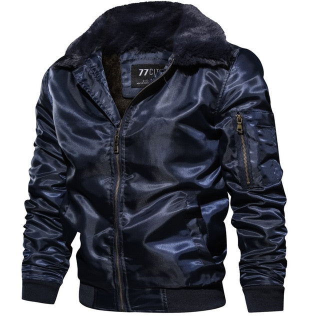 New Autumn Winter Jacket Men MA1 Tactical Pilot Bomber Jacket Men Warm Military Jacket Fur Collar US Size Army Air Force Coats