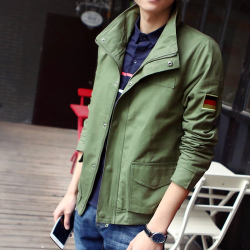 New 2018 autumn military style fashion german flag embroidery single-breasted jacket men chaqueta hombre men's clothing /JK35