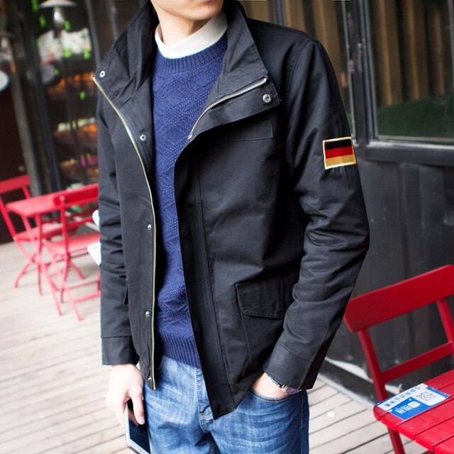 New 2018 autumn military style fashion german flag embroidery single-breasted jacket men chaqueta hombre men's clothing /JK35