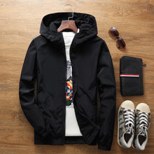 Load image into Gallery viewer, JOOBOX 2018 Spring Autumn New Slim Fit Young Men Hooded Jacket Thin Jackets Brand Casual Windbreaker Top Quality black s-7xl