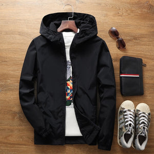 JOOBOX 2018 Spring Autumn New Slim Fit Young Men Hooded Jacket Thin Jackets Brand Casual Windbreaker Top Quality black s-7xl