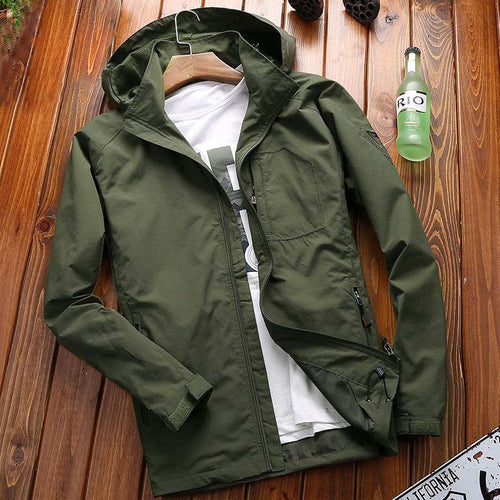 High Fashion Brand Spring Autumn Hooded Casual Jacket Men Military Style Windproof Coat Big Size M-6XL