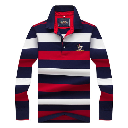 Original Brand Tace & Shark Polo Shirt Men Long Sleeve Embroidery Cotton Striped Polo Homme Smart Breathable Casual Men's Polo