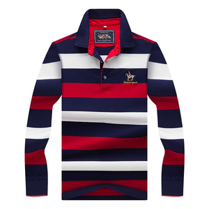 Original Brand Tace & Shark Polo Shirt Men Long Sleeve Embroidery Cotton Striped Polo Homme Smart Breathable Casual Men's Polo