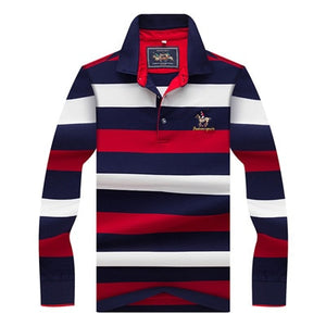 Original Brand Tace & Shark Polo Shirt Men Long Sleeve Embroidery Cotton Striped Polo Homme Smart Breathable Casual Men's Polo