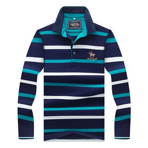 Original Brand Tace & Shark Polo Shirt Men Long Sleeve Embroidery Cotton Striped Polo Homme Smart Breathable Casual Men's Polo
