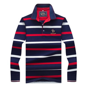 Original Brand Tace & Shark Polo Shirt Men Long Sleeve Embroidery Cotton Striped Polo Homme Smart Breathable Casual Men's Polo