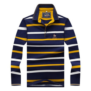 Original Brand Tace & Shark Polo Shirt Men Long Sleeve Embroidery Cotton Striped Polo Homme Smart Breathable Casual Men's Polo