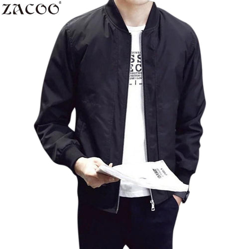 ZACOO Men's Fashion Jackets Casual Zipper Coats Tops Solid Zipper Jacket Windproof Baseball Jacket Men's Big Size Coat san0