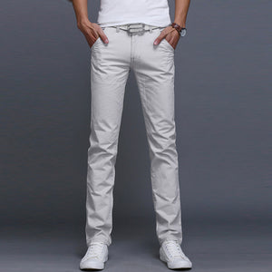 Fashion Men Business Casual Pants Cotton Slim Straight Trousers Spring Summer Long Pants dropshipping