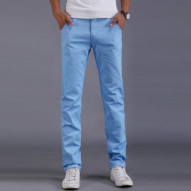 Fashion Men Business Casual Pants Cotton Slim Straight Trousers Spring Summer Long Pants dropshipping