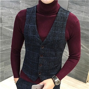 mens three-piece set ( men Blazer jacket + Vest + pant ) Plaid stripes mens suits 2019  Asia size S-5XL High quality  men suits