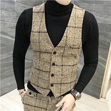 Load image into Gallery viewer, mens three-piece set ( men Blazer jacket + Vest + pant ) Plaid stripes mens suits 2019  Asia size S-5XL High quality  men suits