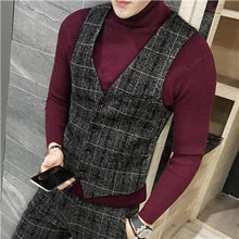 Load image into Gallery viewer, mens three-piece set ( men Blazer jacket + Vest + pant ) Plaid stripes mens suits 2019  Asia size S-5XL High quality  men suits
