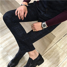 Load image into Gallery viewer, mens three-piece set ( men Blazer jacket + Vest + pant ) Plaid stripes mens suits 2019  Asia size S-5XL High quality  men suits