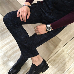 mens three-piece set ( men Blazer jacket + Vest + pant ) Plaid stripes mens suits 2019  Asia size S-5XL High quality  men suits